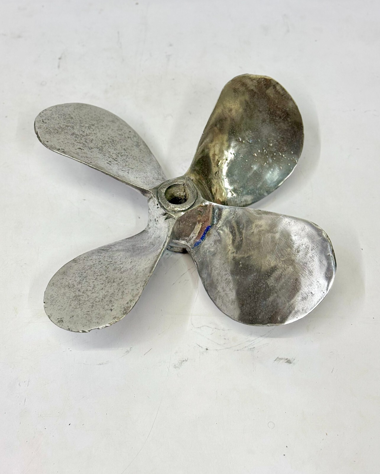 Polished Aluminum Nautical Propeller – Vintage 4 Blade Maritime Collectible