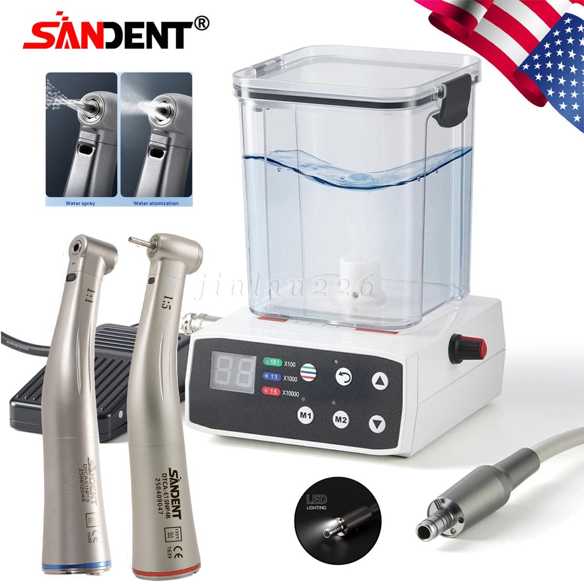 Dental Brushless LED Electric Motor with Water Tank/1:5/1:1 LED Handpiece CE