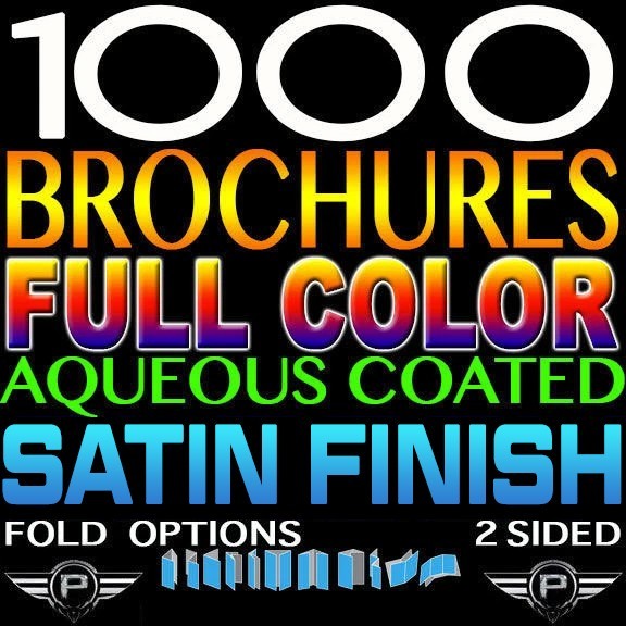 PERSONALIZED 1000 BROCHURE 11"X17" FULL COLOR 2 SIDED 100LB SATIN COATED FOLDED