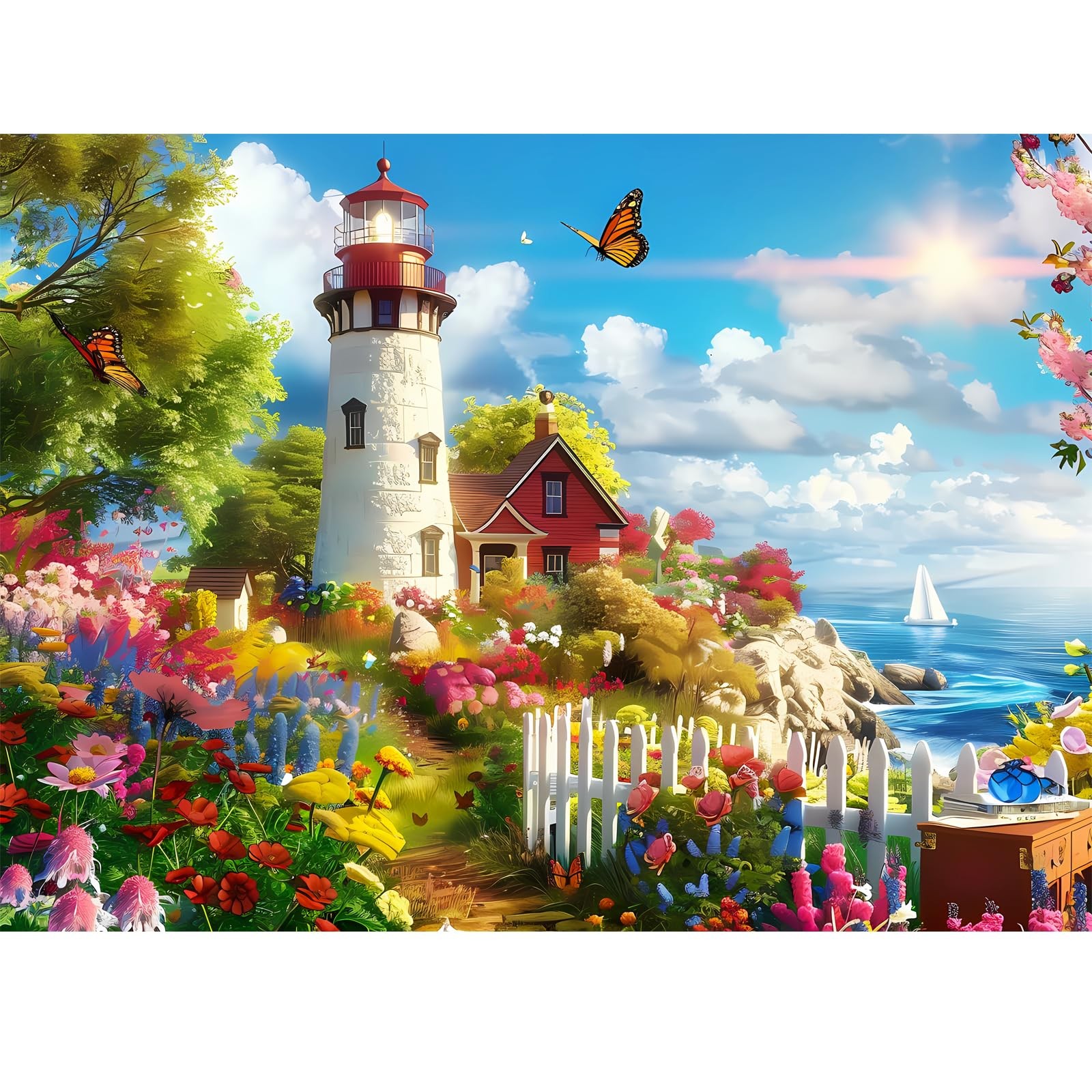 500 Pieces Puzzle for Adults Lighthouse Jigsaw Puzzle, Recycled 20.5×15 in 