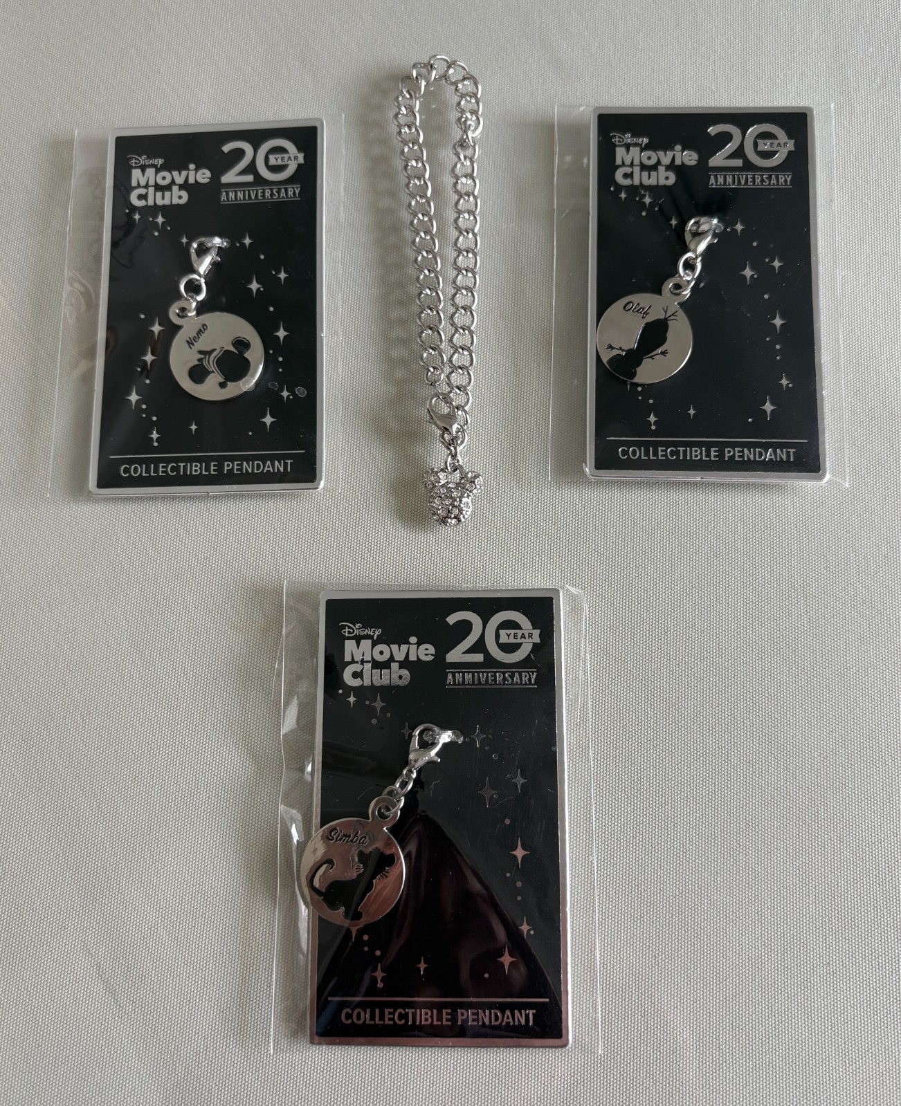 Disney Charm Bracelet, Rhinestone Mickey Mouse, 3 Pixar Charms - For Charity