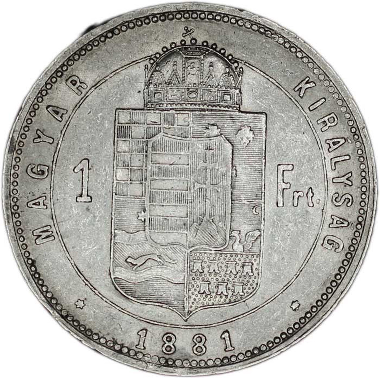 HUNGARY coin 1 Forint 1881 XF Extremely Fine