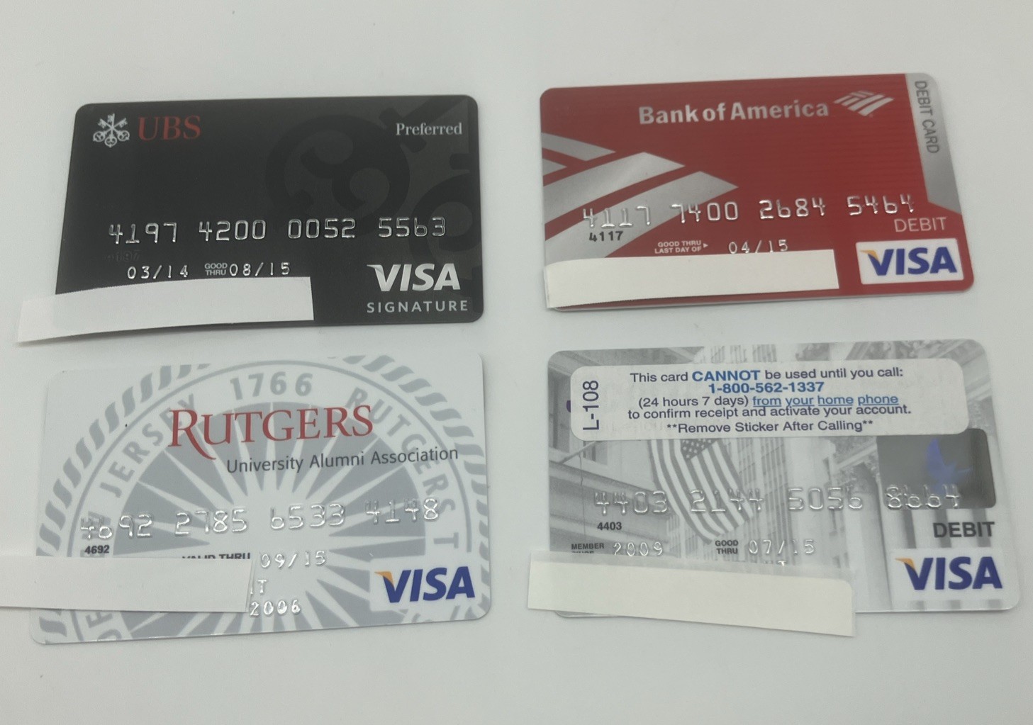 Lot Of 4 Expired Credit Cards For Collectors -  Visa Debit (9200)