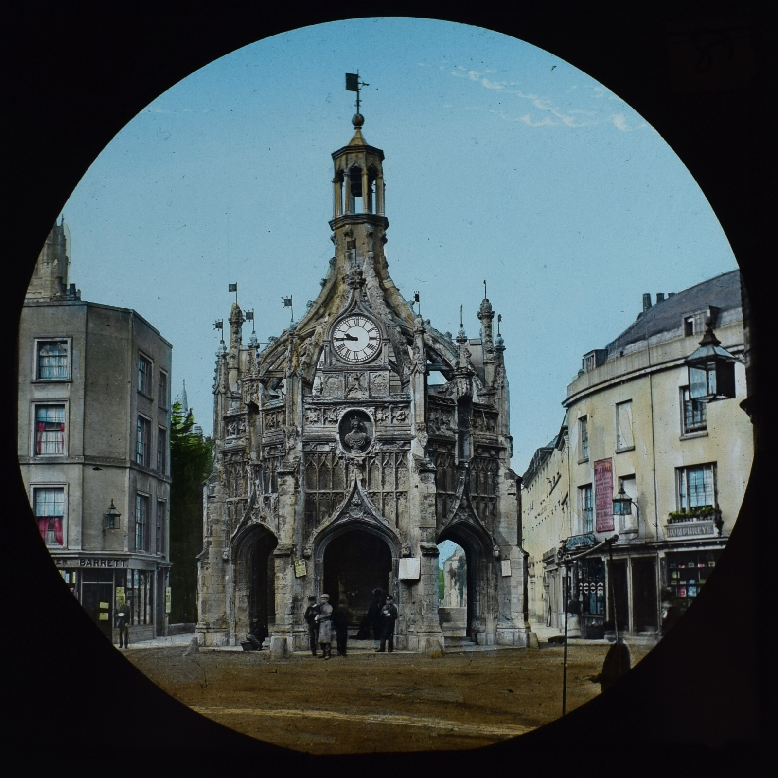 HAND COLOURED Glass Magic Lantern Slide CHICHESTER CROSS NO2 C1890 PHOTO SUSSEX