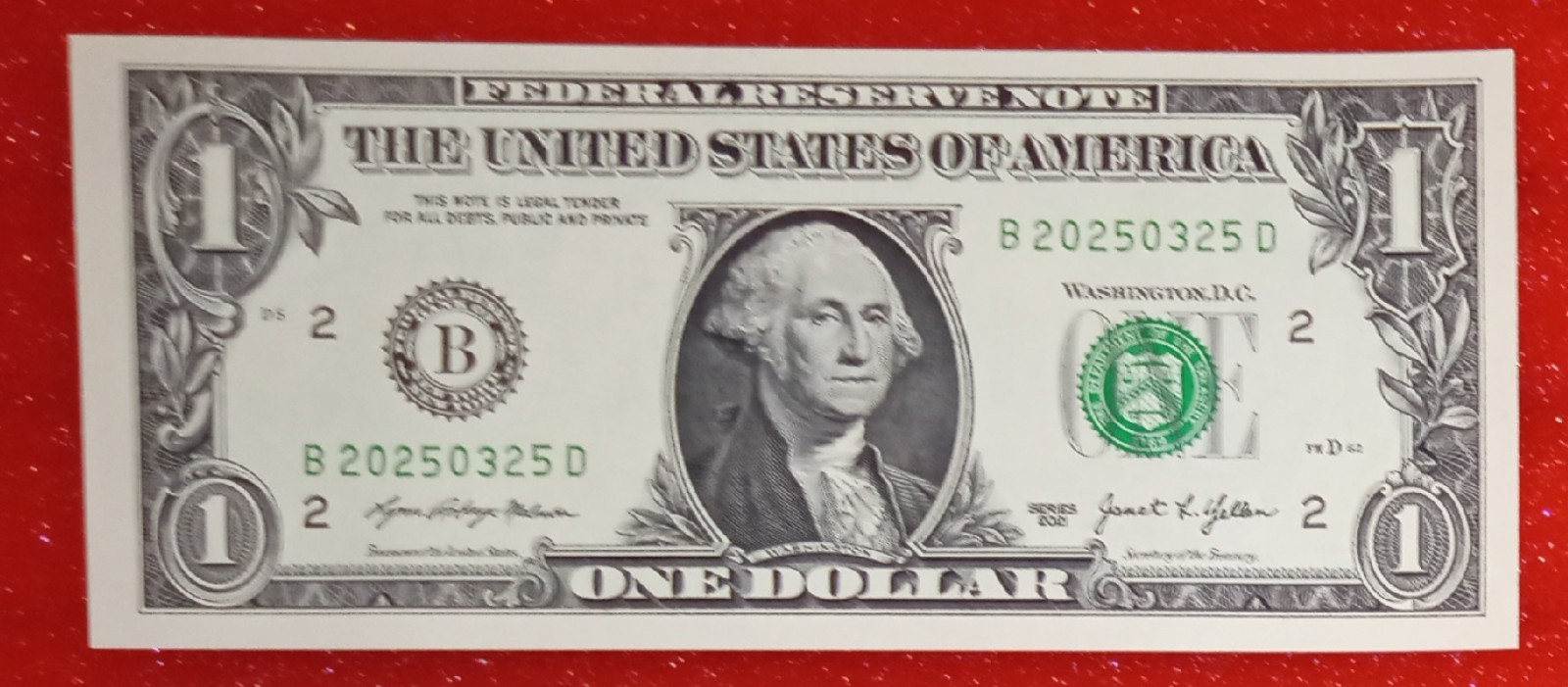 Birthday/Anniversary Note March 25, 2025 $1 Fancy Serial B20250325D