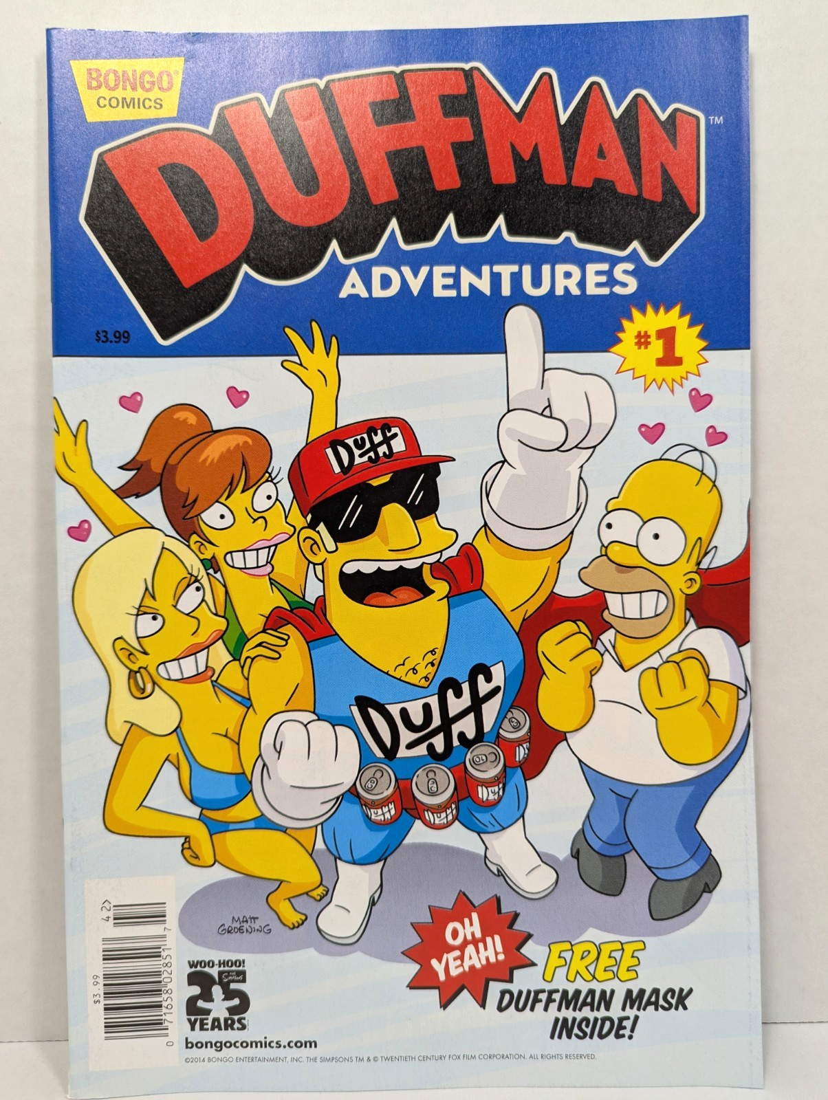 DUFFMAN ADVENTURES #1 The Simpsons! Bongo Comics Mask 2014 (Excellent Condition)