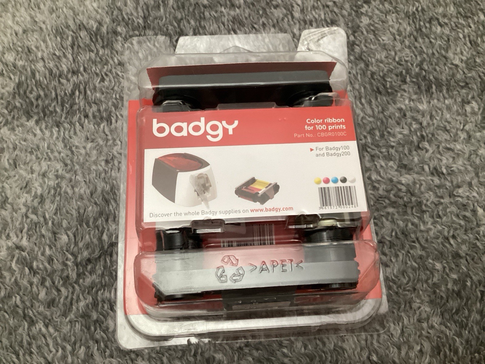 NEW Evolis Badgy Color Ribbon for 100 Prints Badgy100 & Badgy200 CBGR0100C