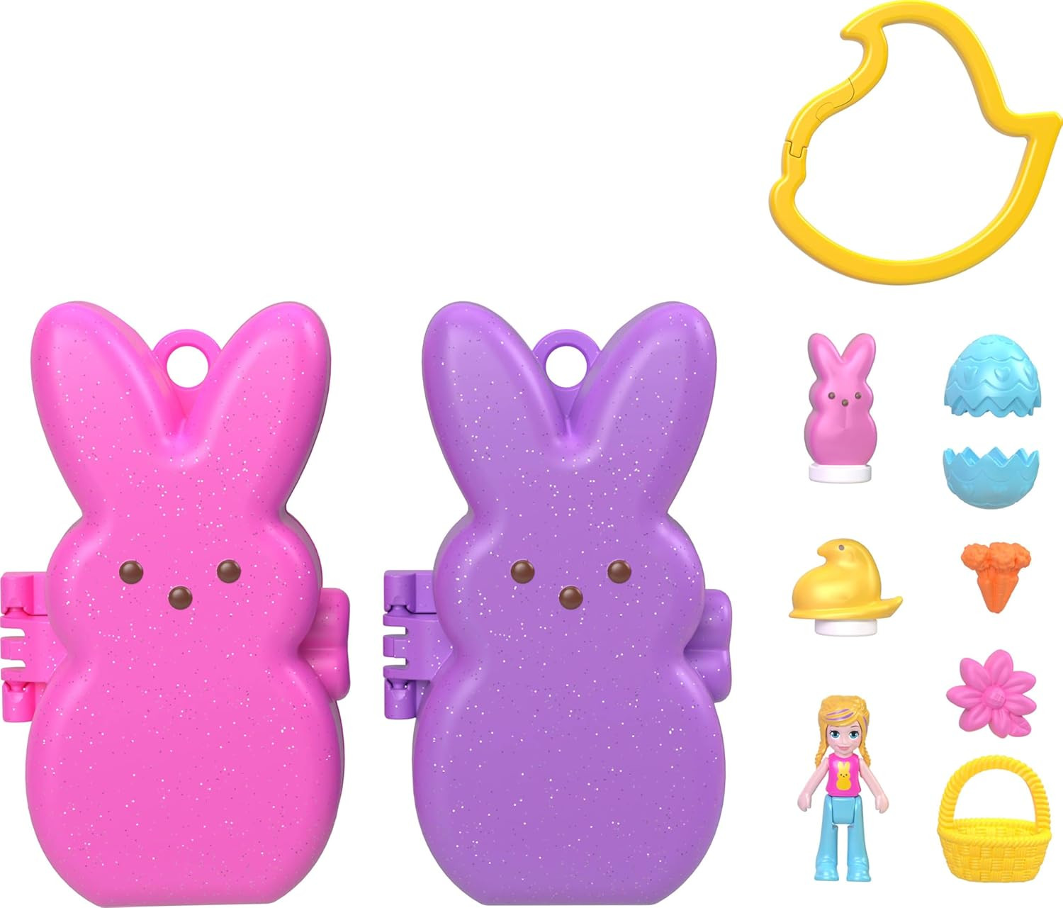 X Peeps, 6 Micro Dolls & 2 Playsets with 6 Themed Accessories & Clip Keychains, 