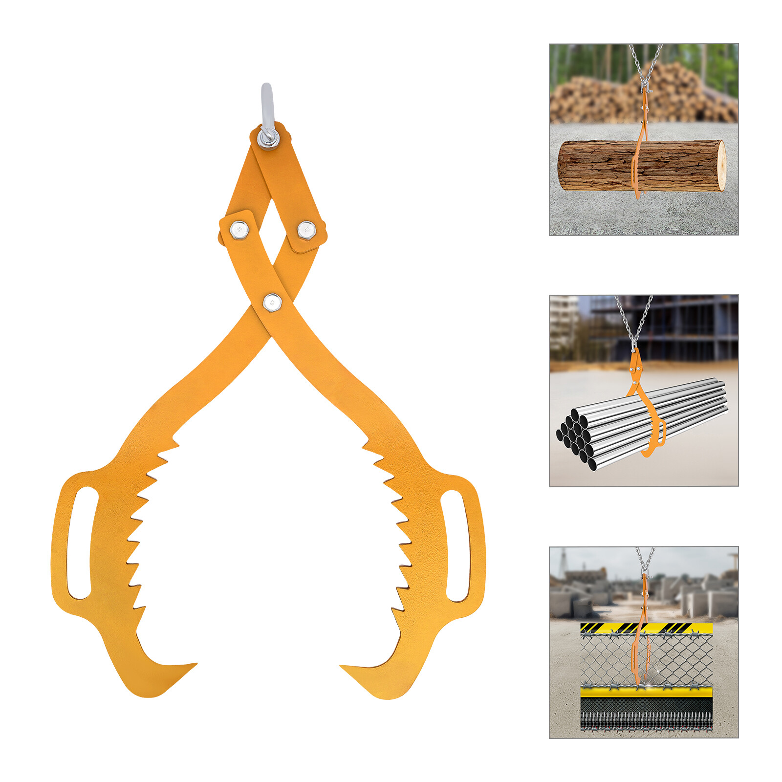 25"  1000kg/2200lbs Claw Hook, Log Lifting Tongs, Heavy Duty Grapple Timber Claw