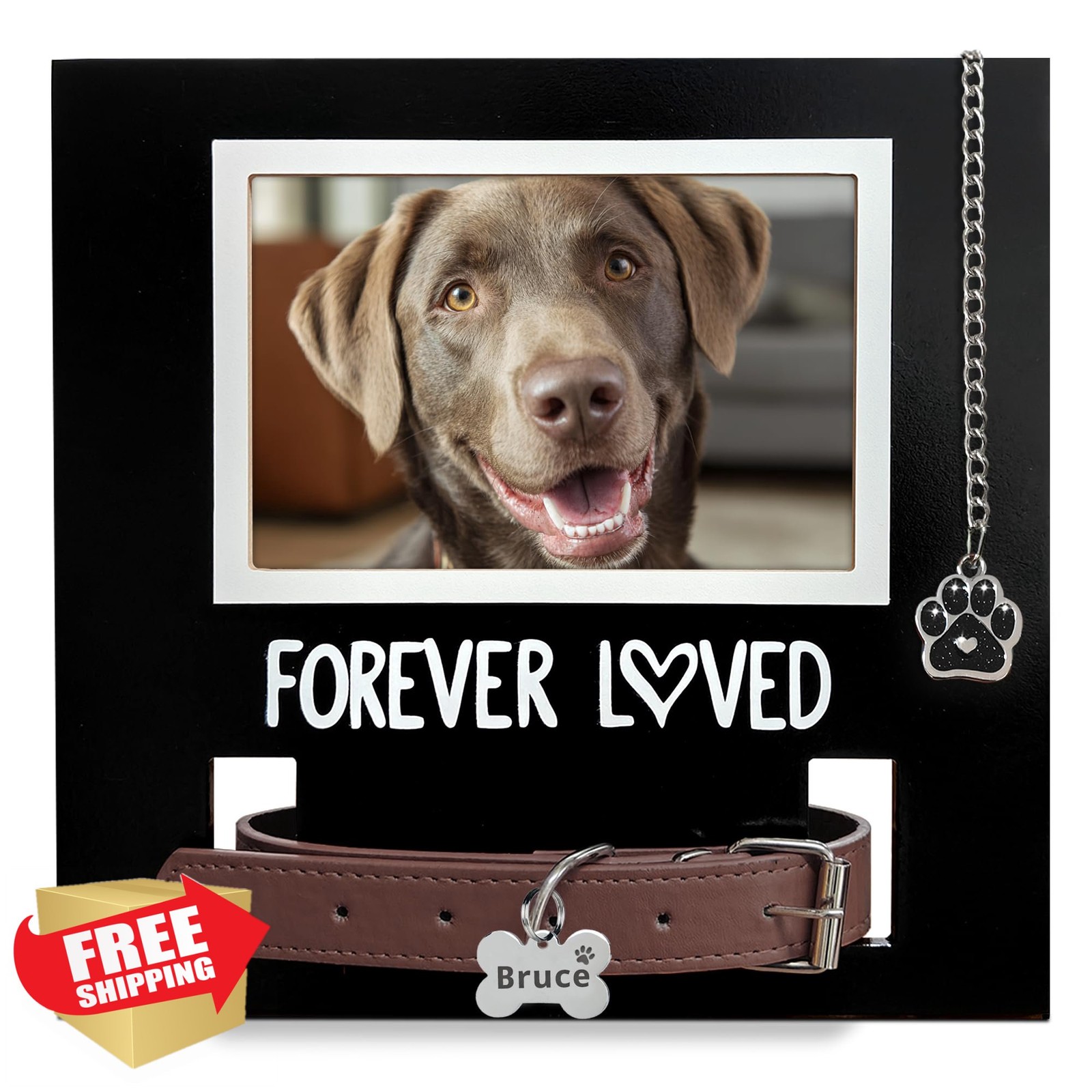 MYPAWLETS Dog Cat Collar Memorial Frame Paw Print Sympathy Gift