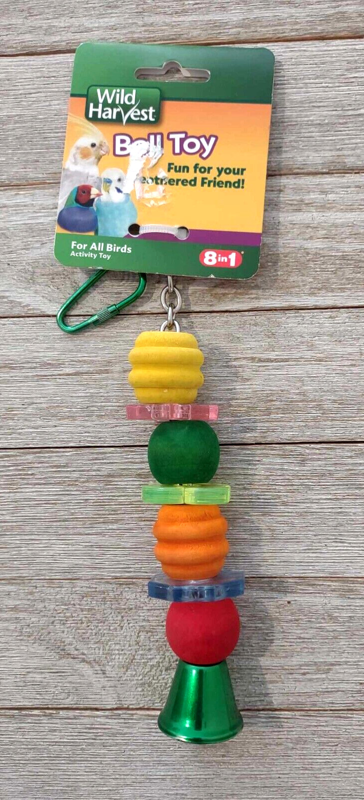 Wild Harvest Bell Toy Bird Cage Hanging Wood & Bell Toy 