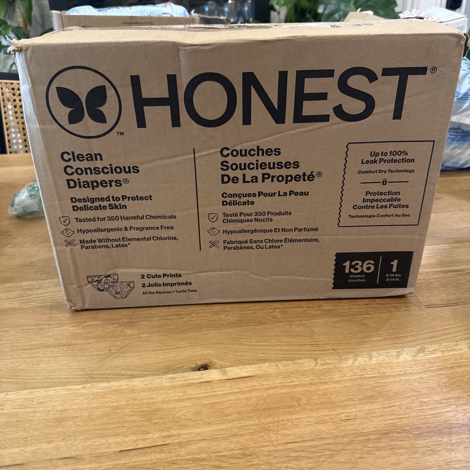 HONEST Company Clean Conscious Diapers Size 1 (8-14 lbs) – 136 Count NEW Sealed