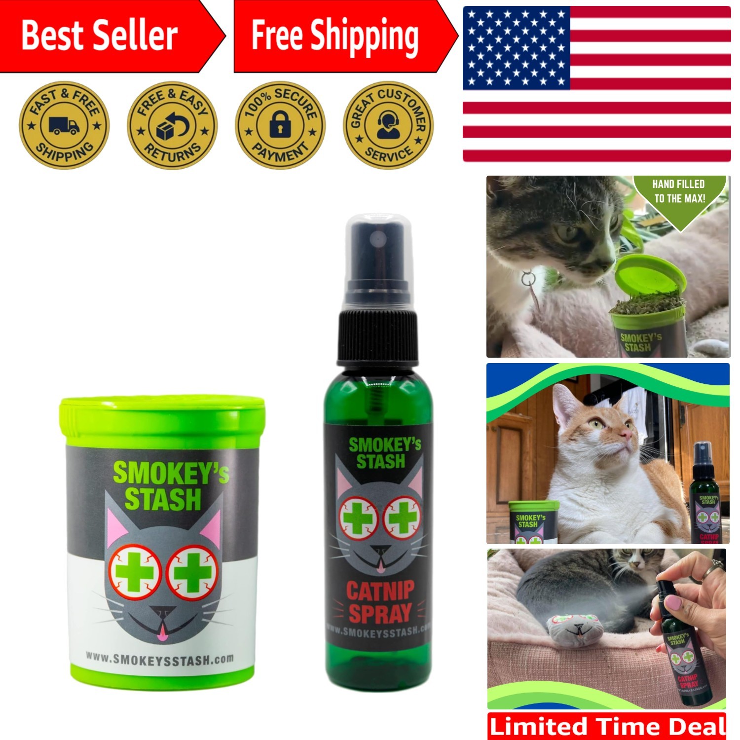 Holiday Catnip Gift Set: Organic Catnip Spray & Dried Catnip for Playtime Joy!