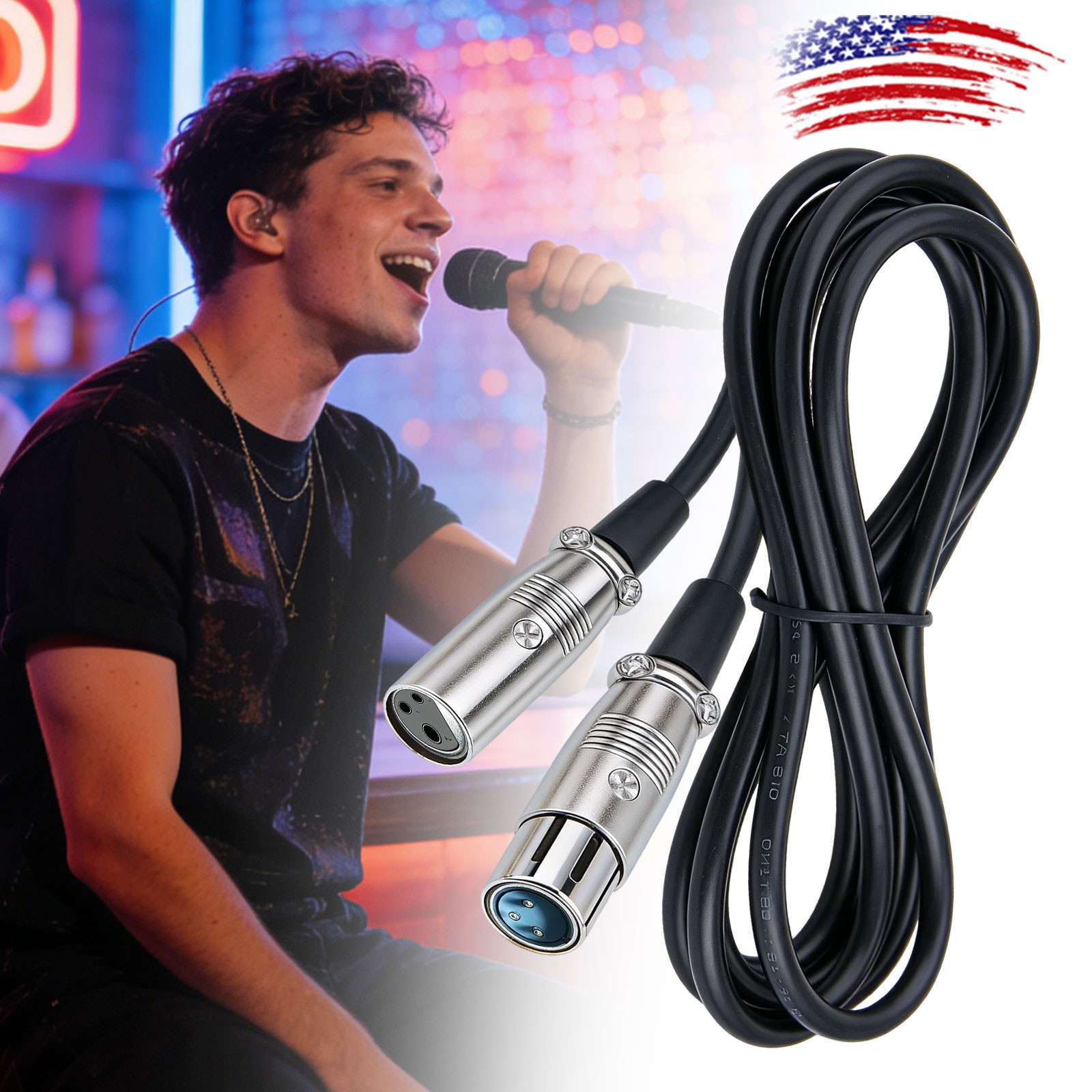 2X LR Male to Female Microphone Cable Balanced 3Pin Mic Connector Extension Cord