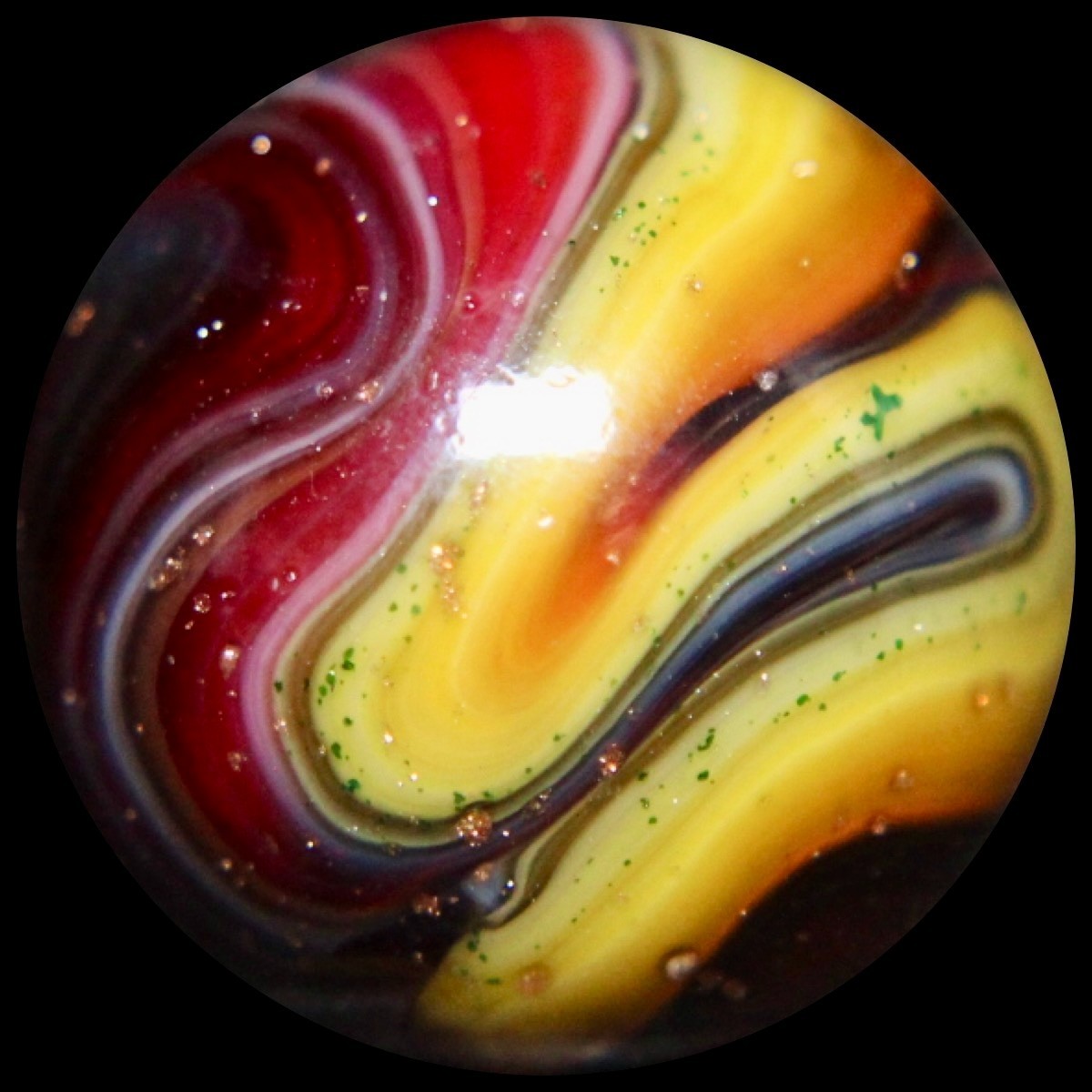 DAS Holiday Marble Collector Series: Deep Ruby Red & Caramel w/Lutz
