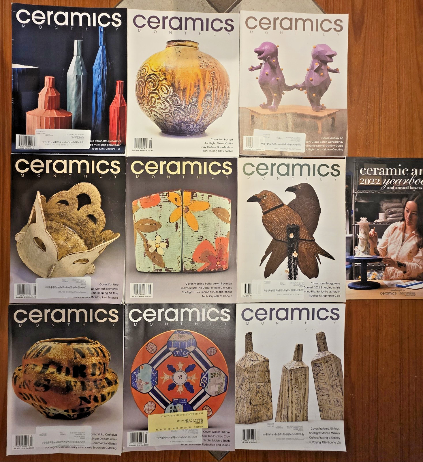 Ceramics Monthly Magazine Lot of 10 From 2022