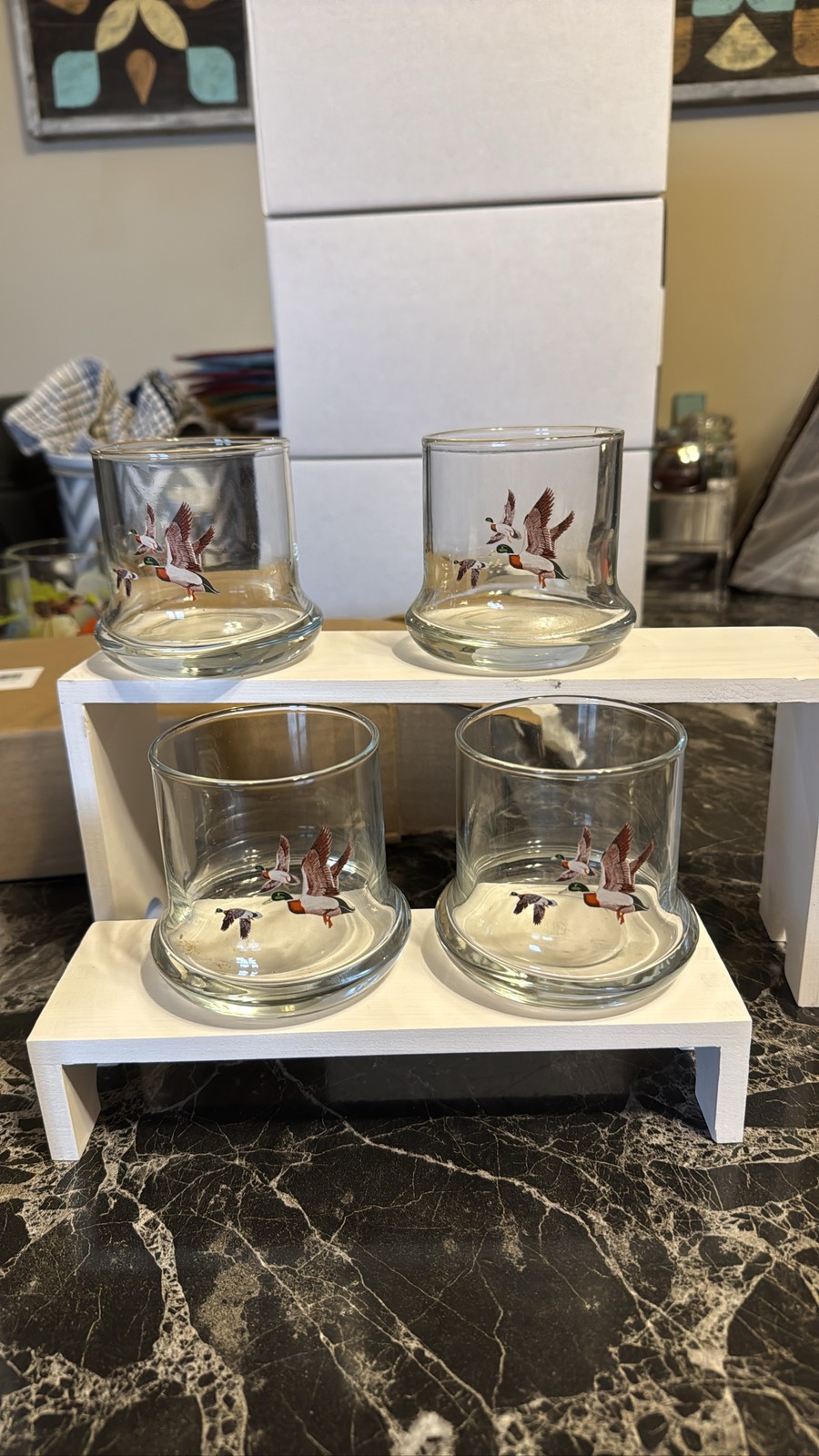 Avon Mallard Duck 8oz Low Ball Whiskey Glasses Set 4