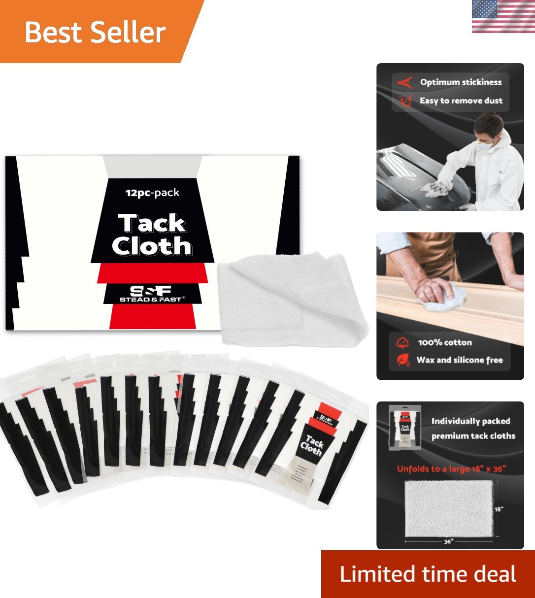 12-Piece Tack Cloth Set - Ideal for Automotive Painting & Wood Finishing
