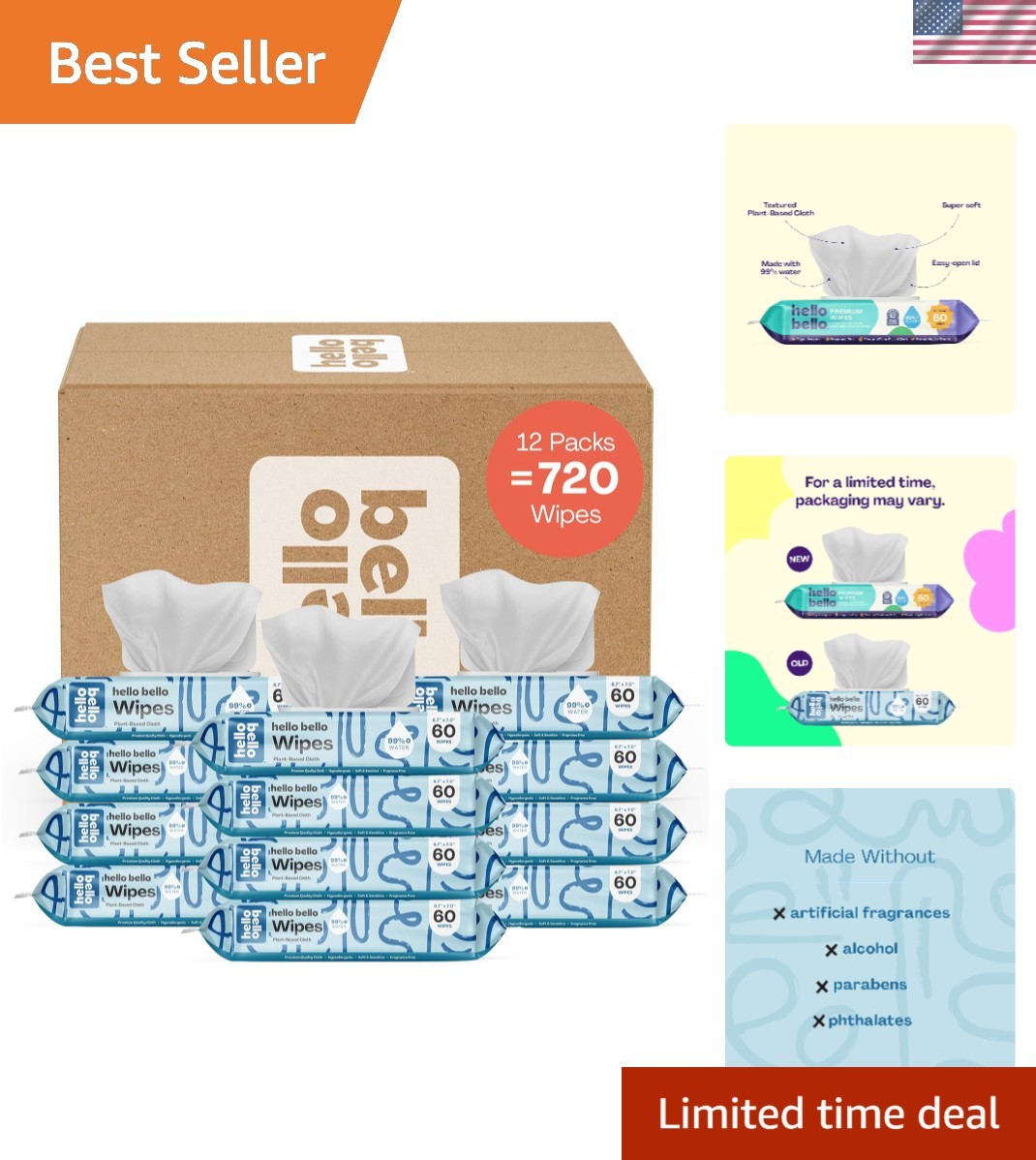 Extra Gentle Unscented Baby Wipes, Plant Based, Made with 99% Water and Aloe ...