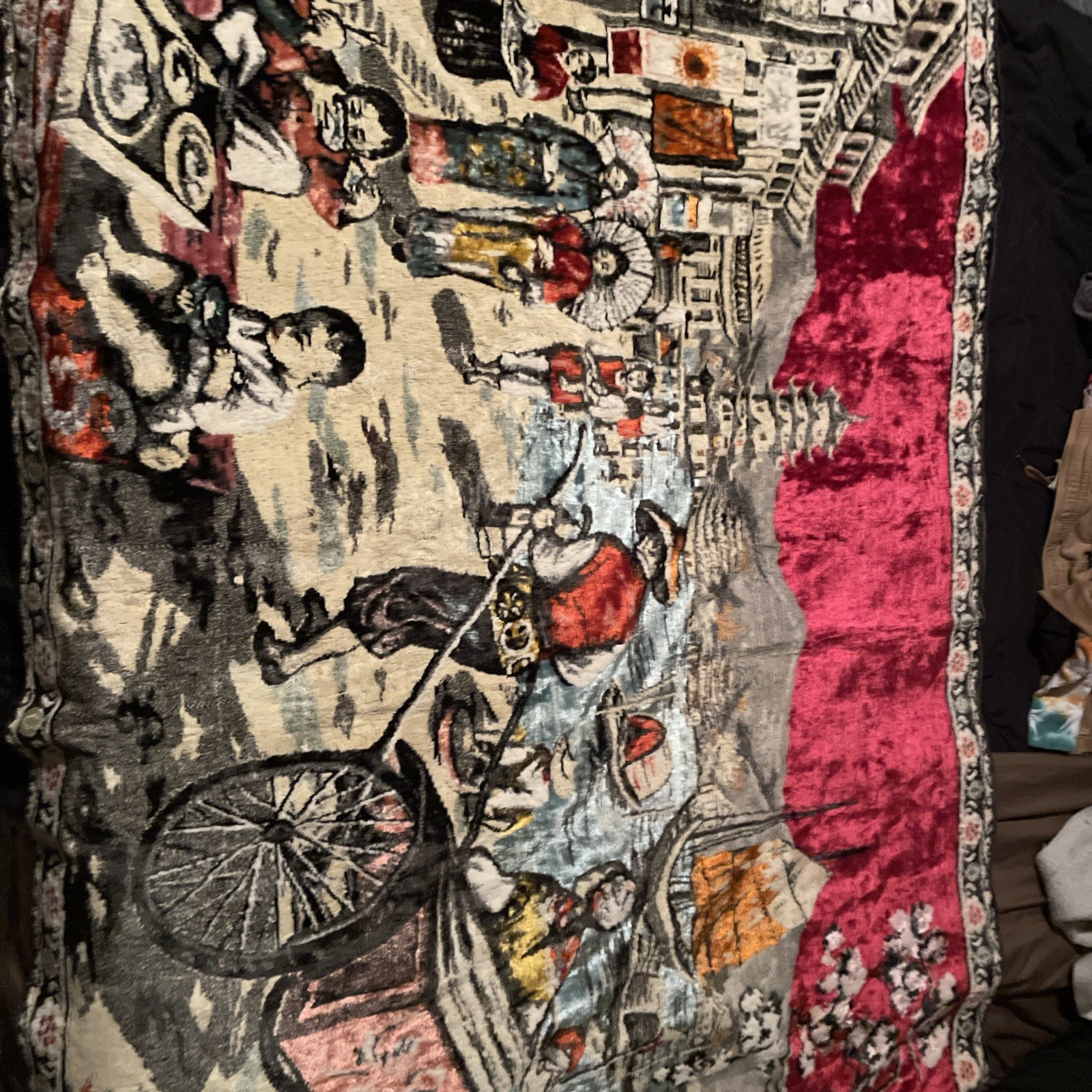 Vintage Turkish Rug , Tapestry 45 Inches By 60 Inches 3 1/2 Ft By 5 Feet Velvet