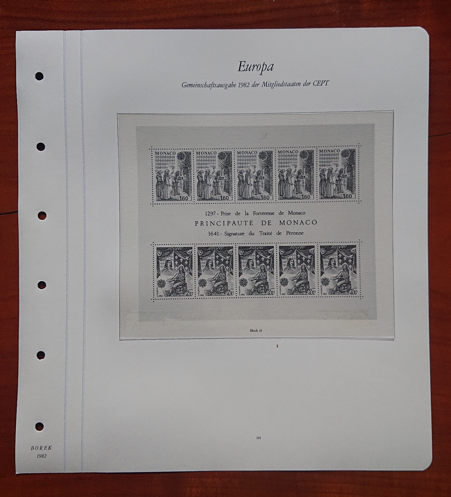 Vordruckblatt Europe Sinking Joint Issue 1982 Mitgliedstaaten Cept Monaco
