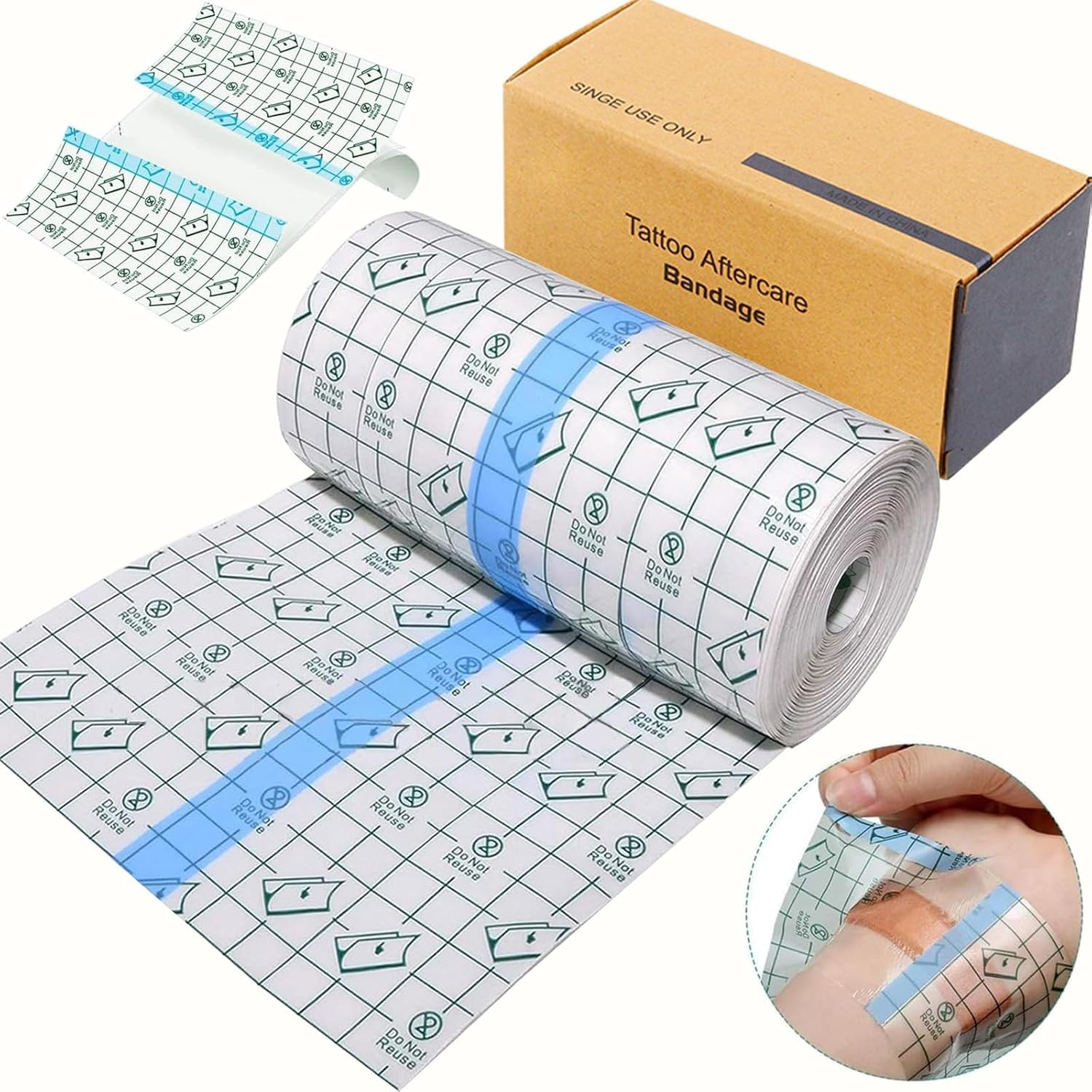 Tattoo Aftercare Waterproof Bandage 6" x 2.2 Yard Transparent Adhesive Film Wrap
