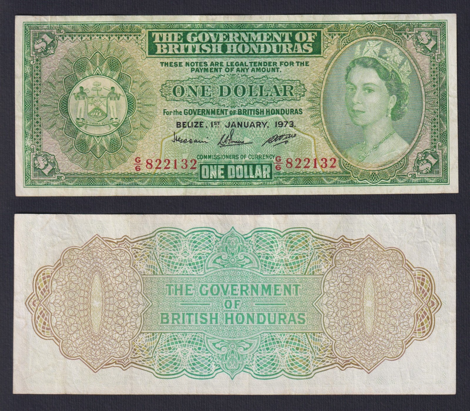 Banknote Honduras British 1 dollar 1973 P.-28c BB/VF