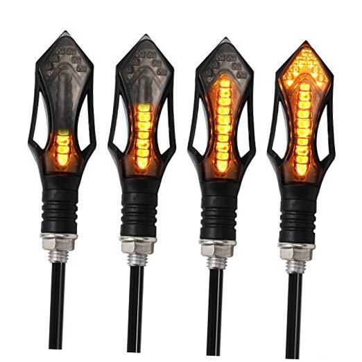  4PCS Motorcycle Turn Signal Lights - Flowing LED Amber Indicators for 
