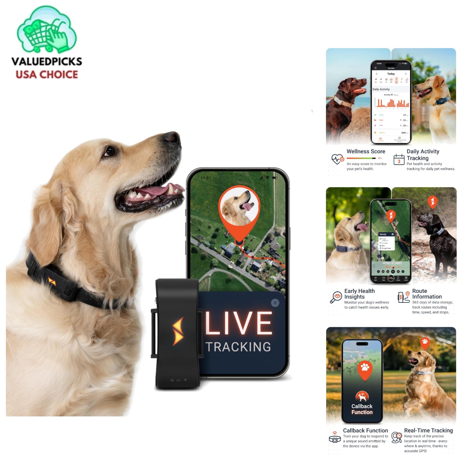 Black 4G Dog Tracker with Waterproof Build - Long-Range Alerts & Compatibility