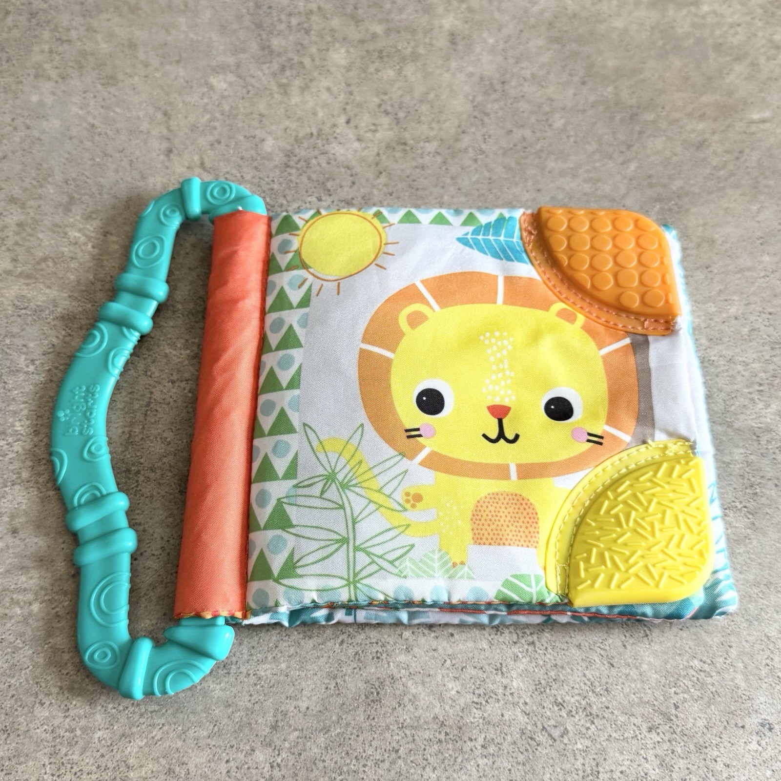 Bright Starts Teethe & Read Take Along Cloth Soft Crinkle Teether Book Safari