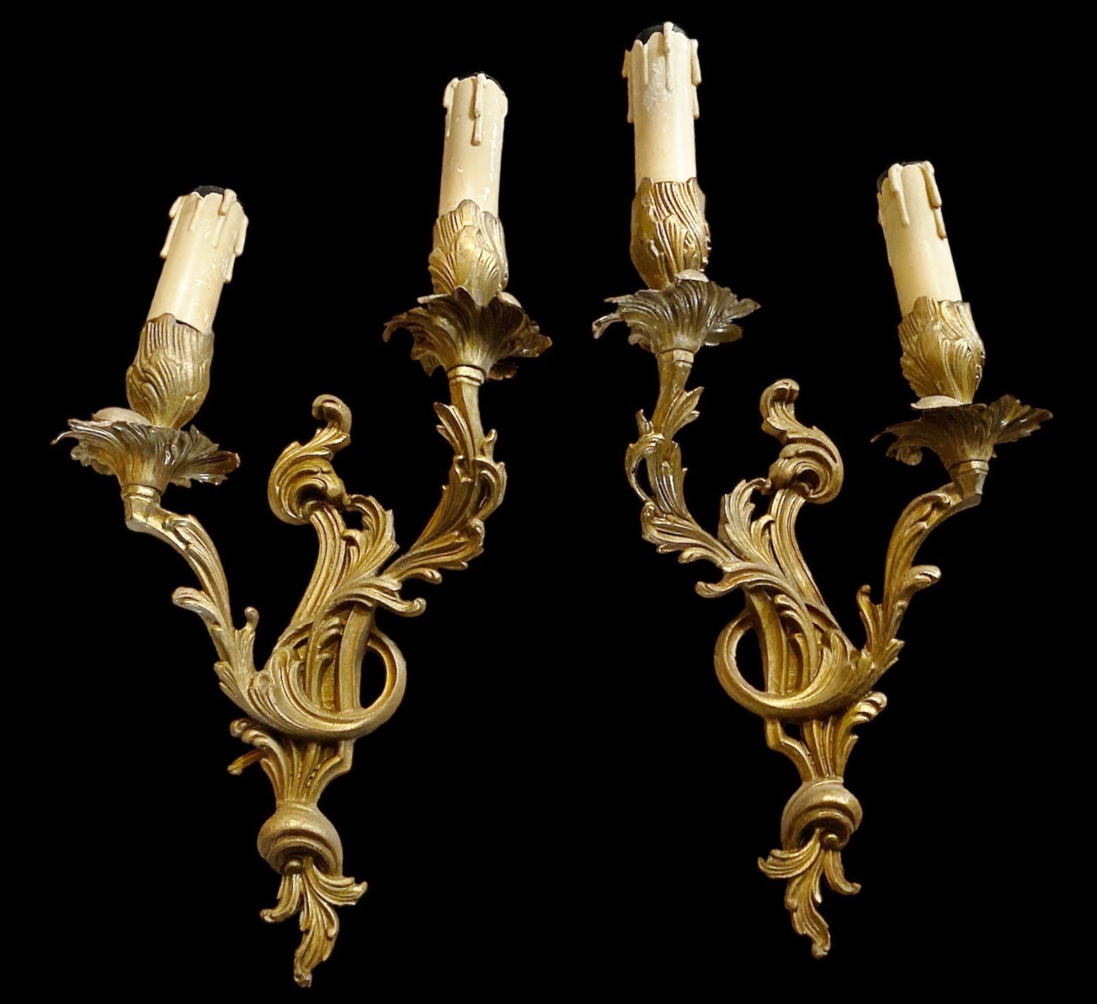 splendid pair of bronze wall lights