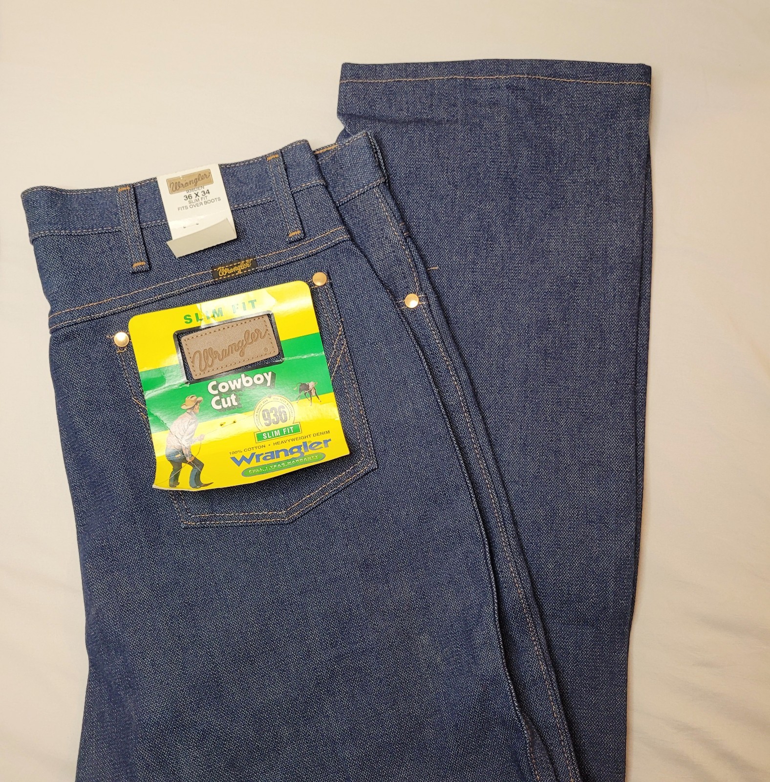 Wrangler Cowboy Cut Slim Fit Bootcut Heavyweight Cotton Denim Blue Jeans Men