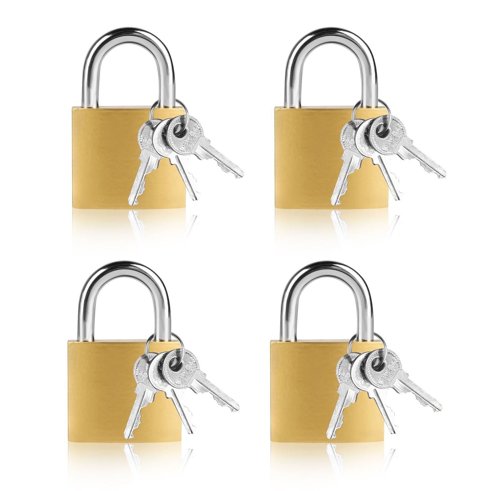 4 Pcs Small Padlock with Key, 32mm Locks Keys, Padlocks Gold 