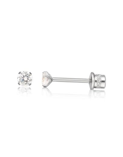  Small G23 Titanium Earrings Screw Backs Double Sided White Cubic Zirconia 3mm