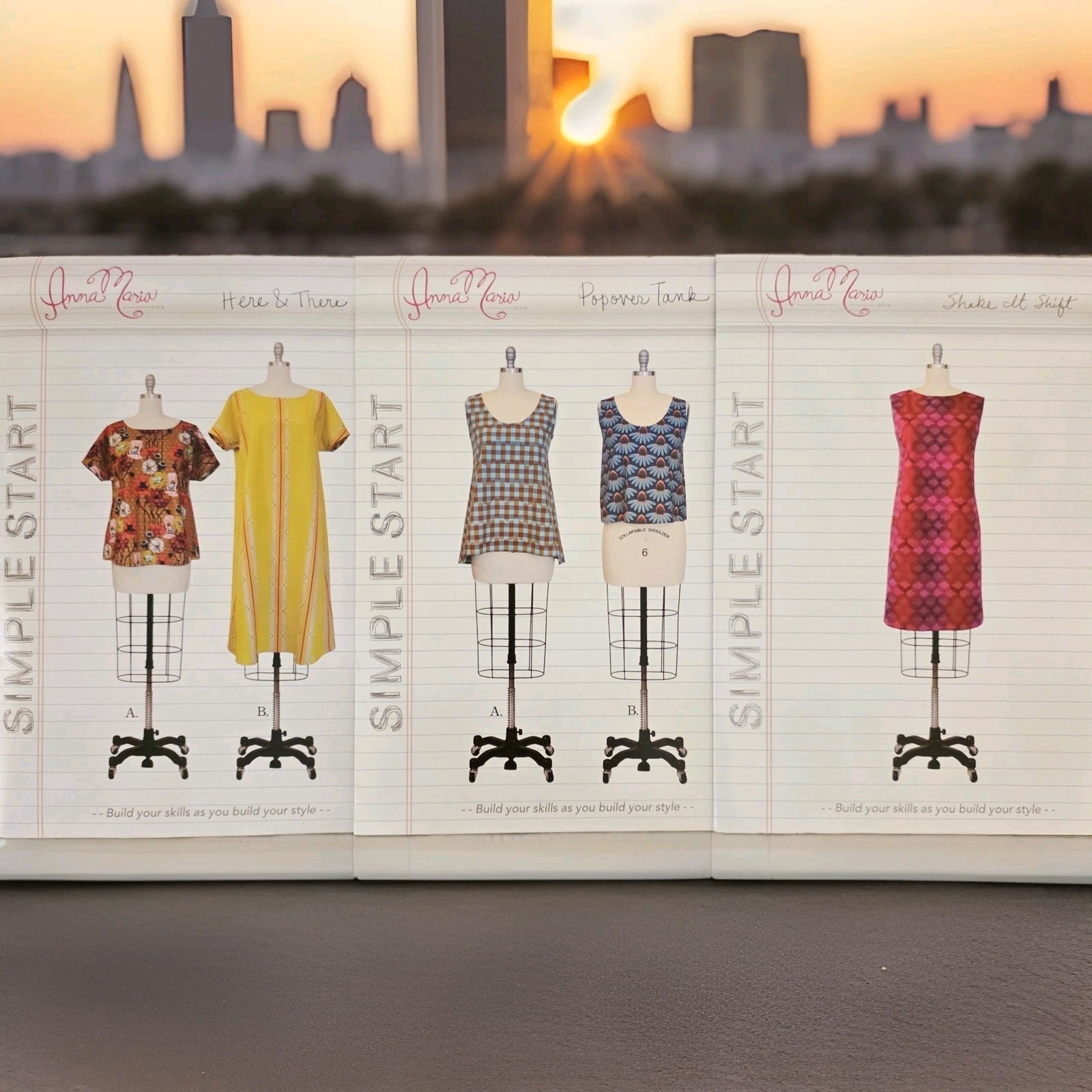 Lot Of 3 Anna Maria Simple Start Patterns Here & There Shake Shift Popover Tank