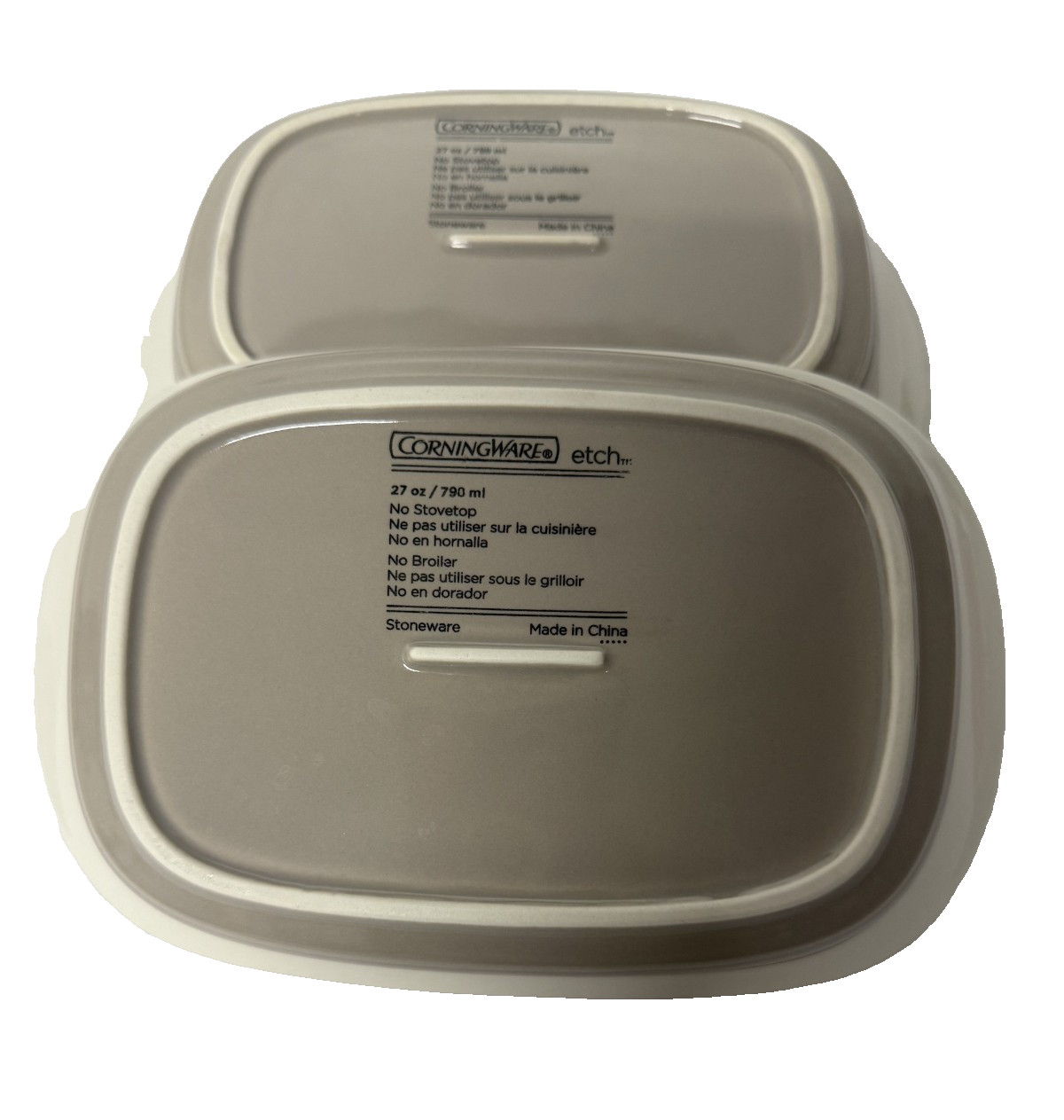 Corning Ware Etch 27 oz Stoneware 9 1/2 x 2" deep (2)