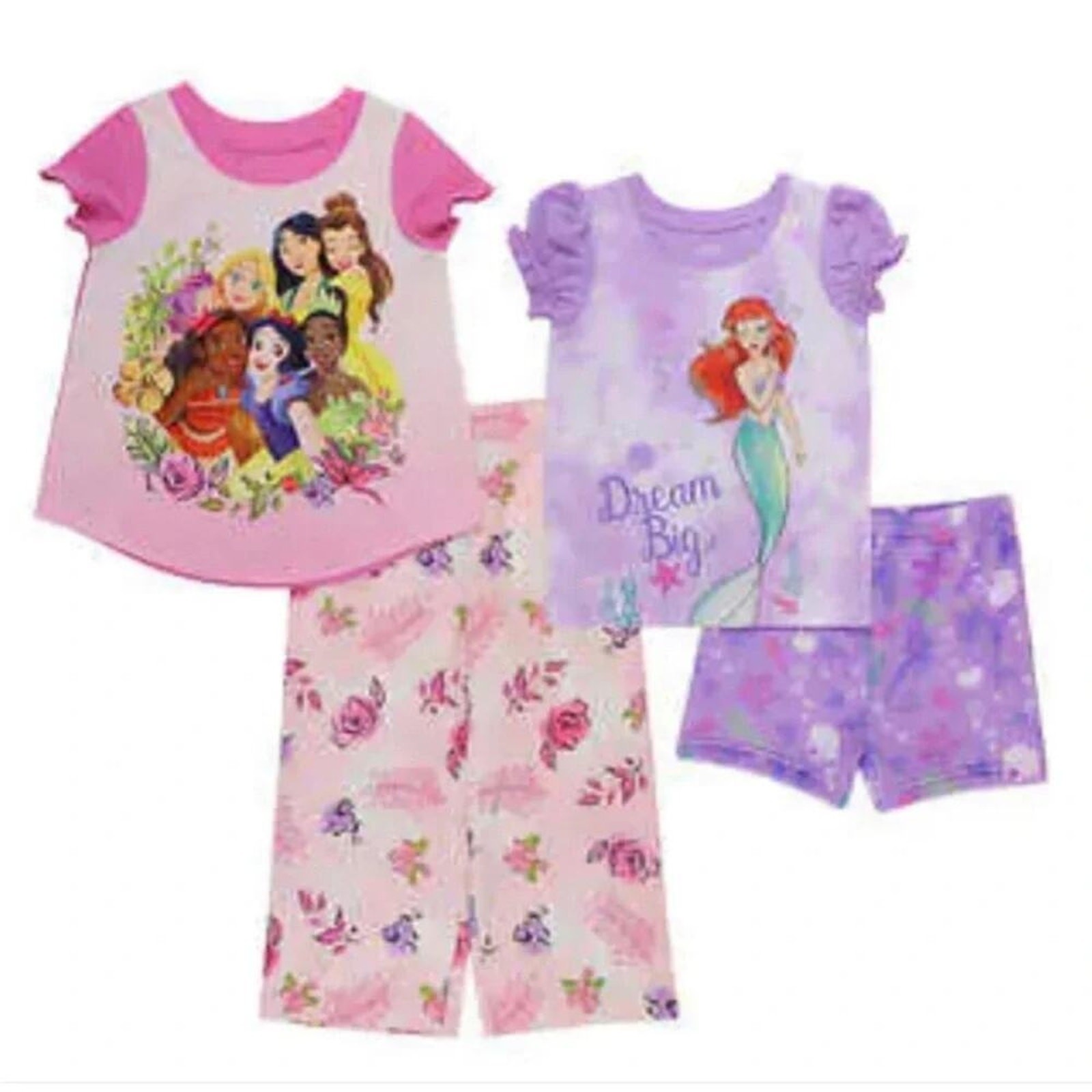 Disney Girl's Pajamas Little Mermaid Princess 4 piece Size 6 NWT