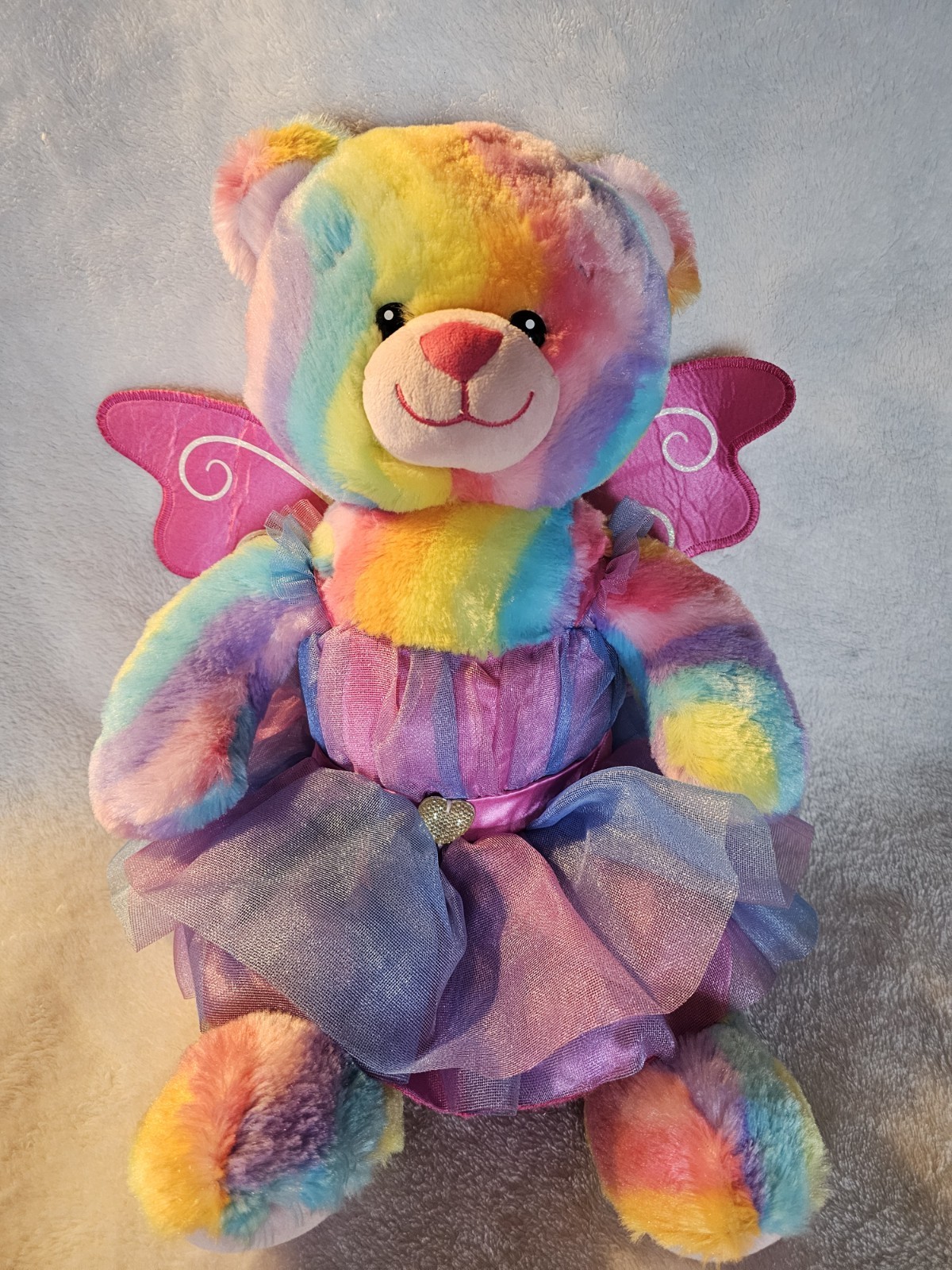 Build A Bear Workshop Rainbow Plush Stuffed Animal Swirl tie Dye Fairy Friends