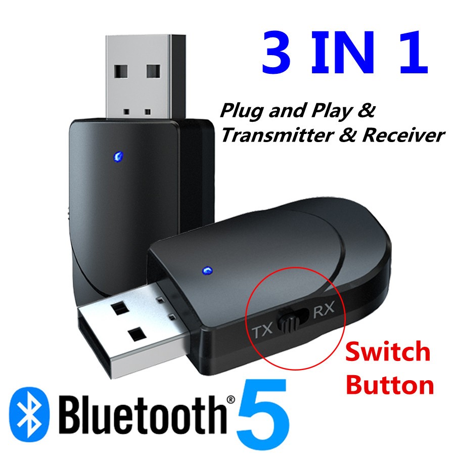 2in1 USB Bluetooth-compatible5.0 Audio Transmitter Receiver Computer TV Adapter