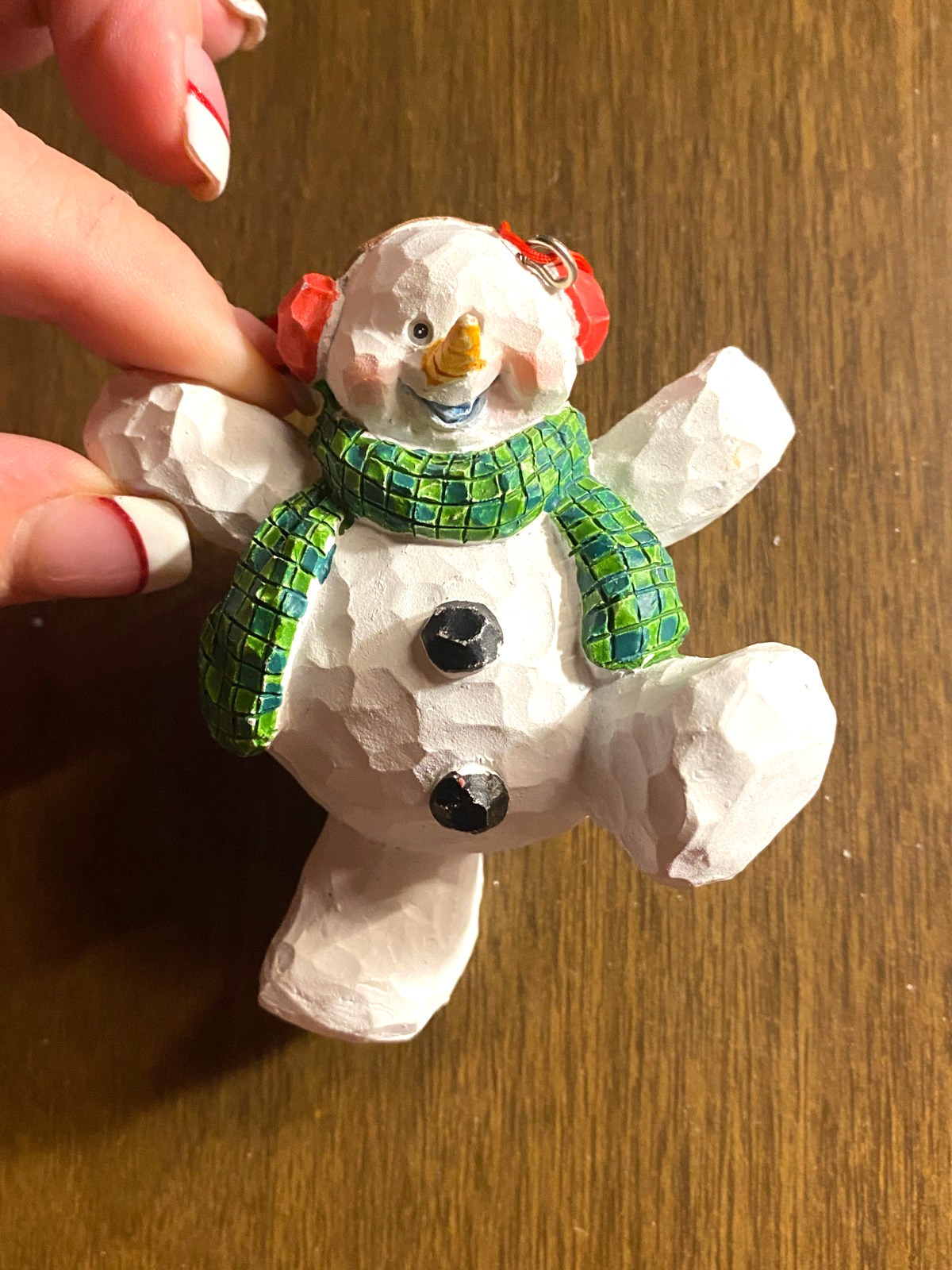 Resin Dancing Happy Snowman Christmas Ornament 3.5"