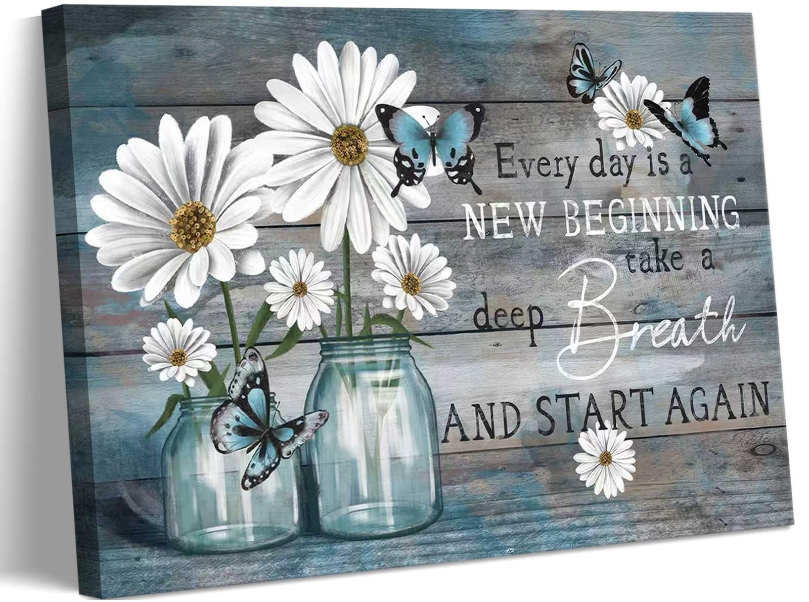 Daisy Canvas Wall Art Butterfly Wall Decor Inspirational Poster Print Flower ...