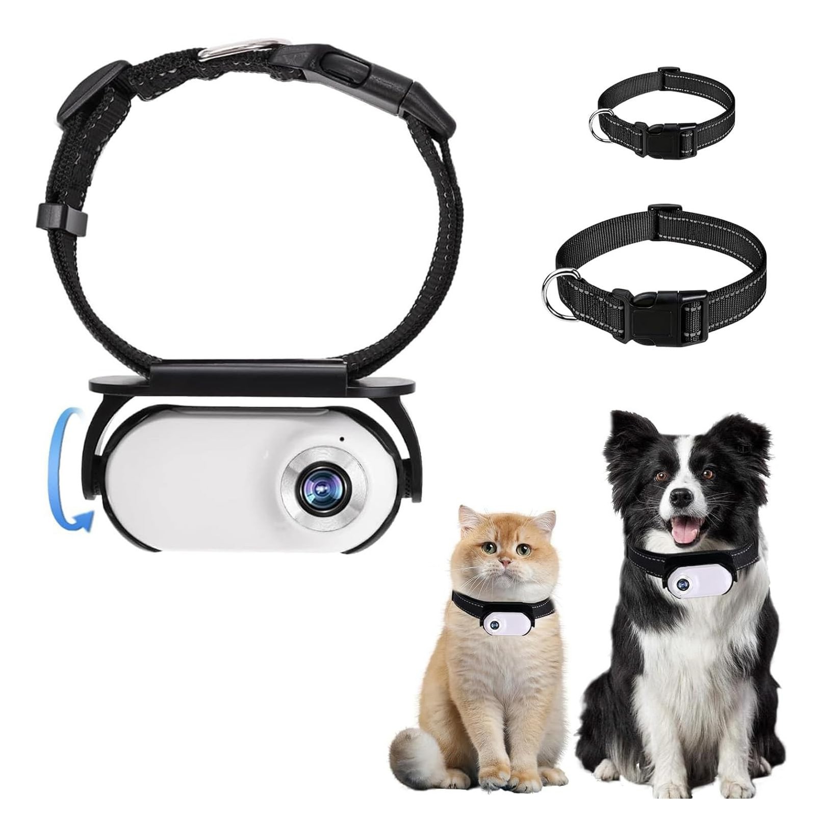 Cat Collar Camera, HD 1080P Pet Camera Collar, 120° Wide Angle Dog Collar, Mi...