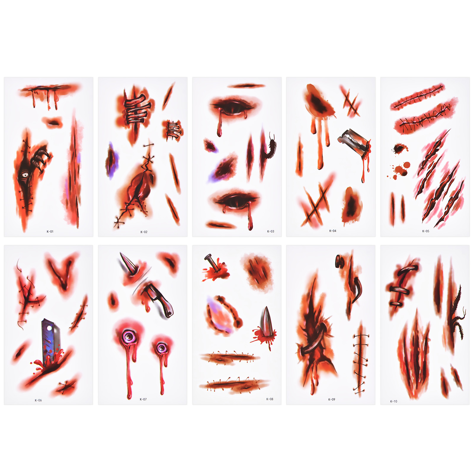 Halloween Fake Tattoo Scar Stickers Simulation Real Blood Scars Wound Stickers a