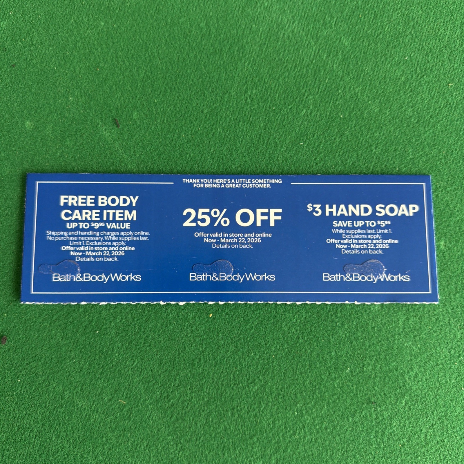 Bath&BodyWorks 25% Off + Full Body Care Item + $3 Hand Soap Coupon Lot 3/22/26