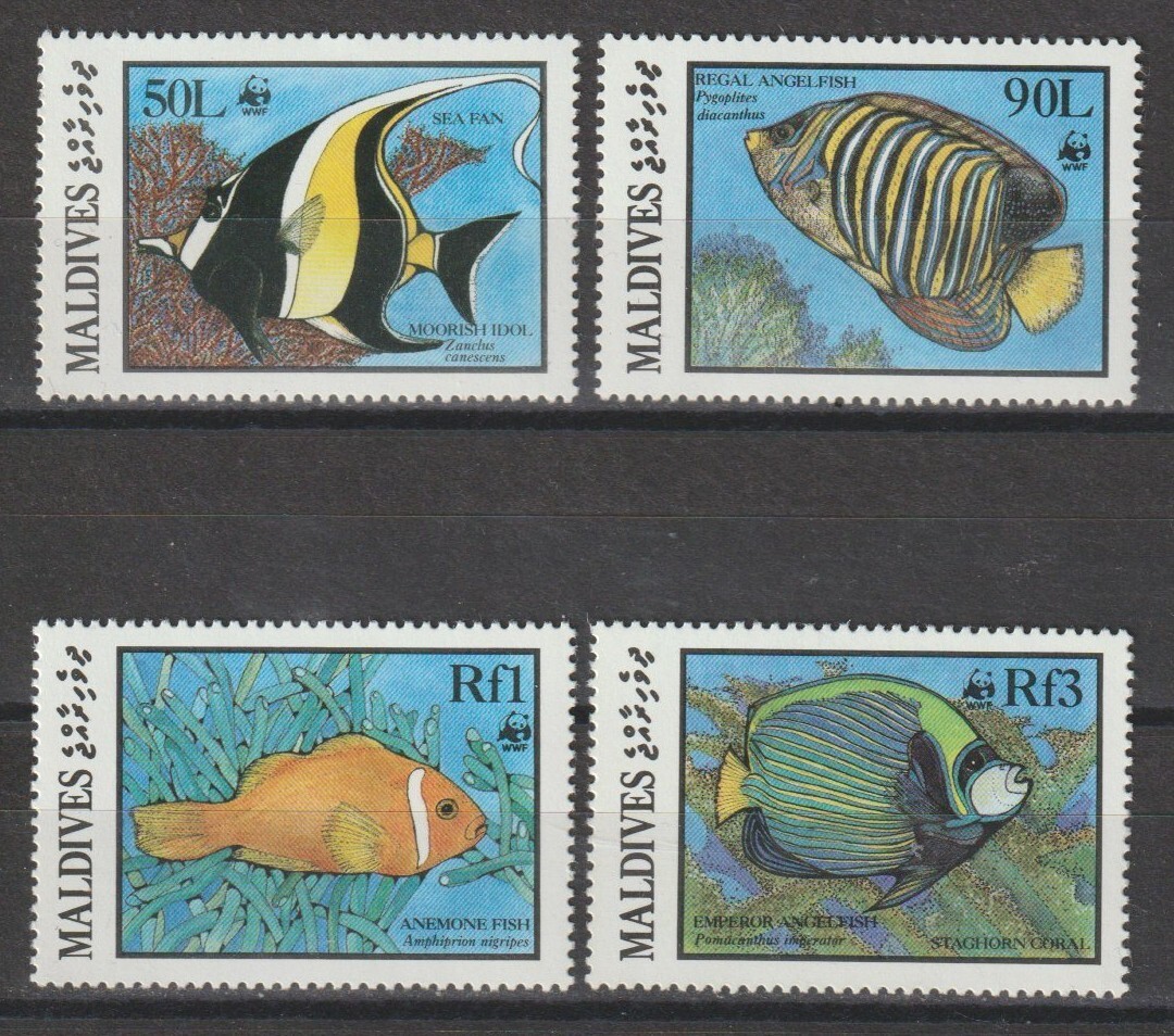 MALDIVE ISLANDS 1986 WWF SG 1183/1184/1185/1187 MNH