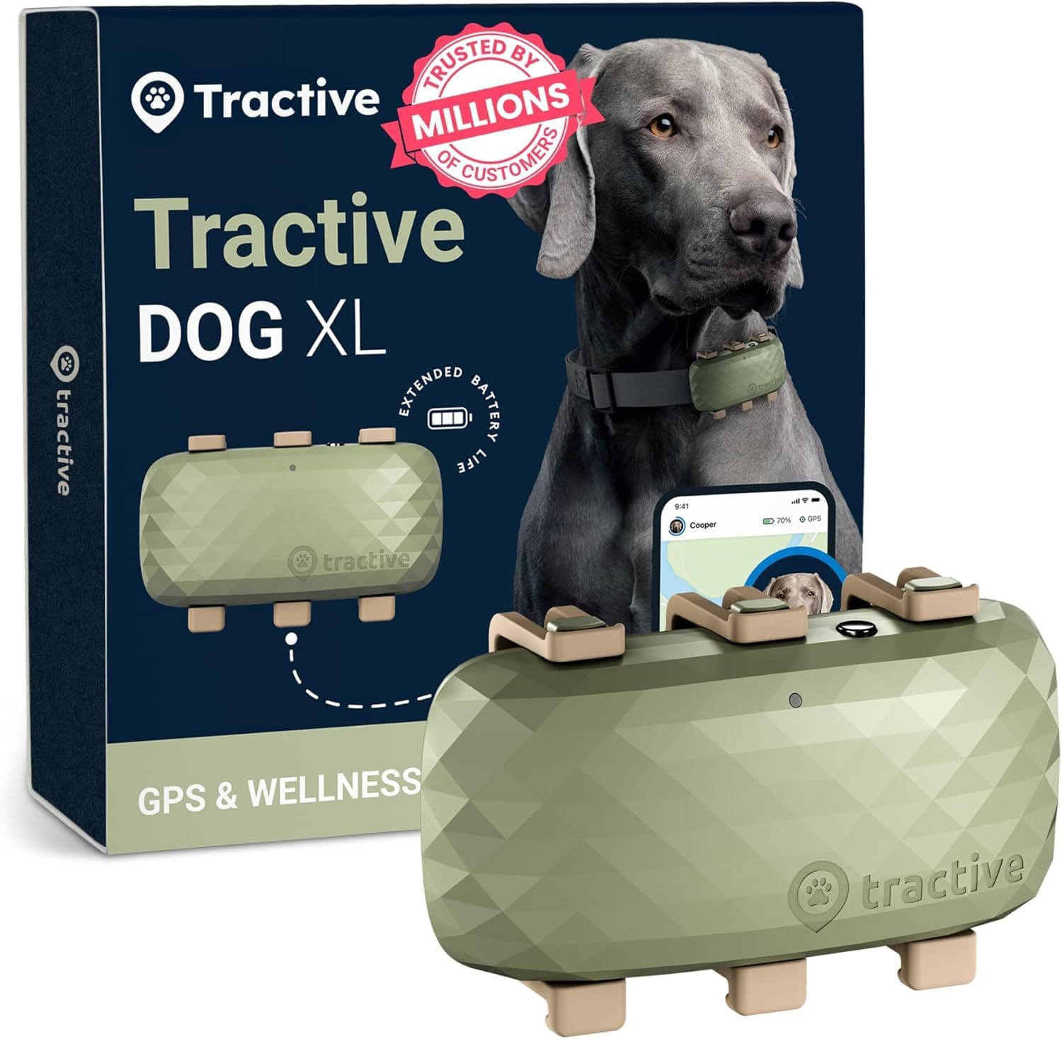 XL Smart Dog GPS Tracker | Live Pet Tracker with Virtual Fence | Vital Signs Mon