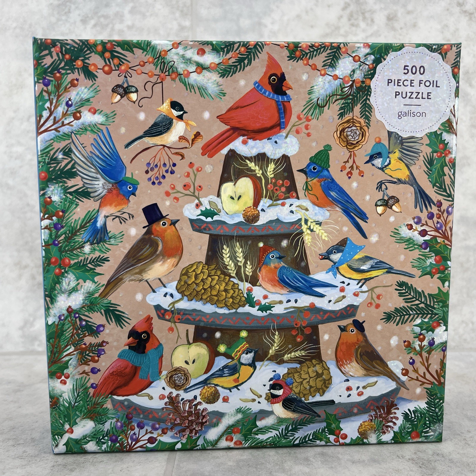 Festive Feathers 500 Piece Foil Accents Puzzle, Cardinals - Brand New- Sealed!