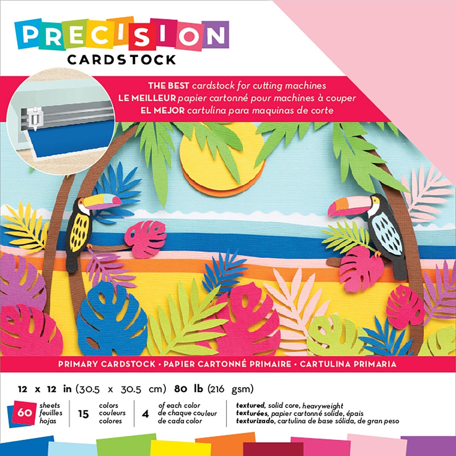 Precision Cardstock Pack 80lb 12"X12" 60/Pkg-Primary/Textured