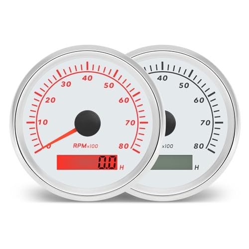  Tachometer 3-3/8" 85mm 8000RPM Boat Tachometer RPM Gauge Red Backlight for 