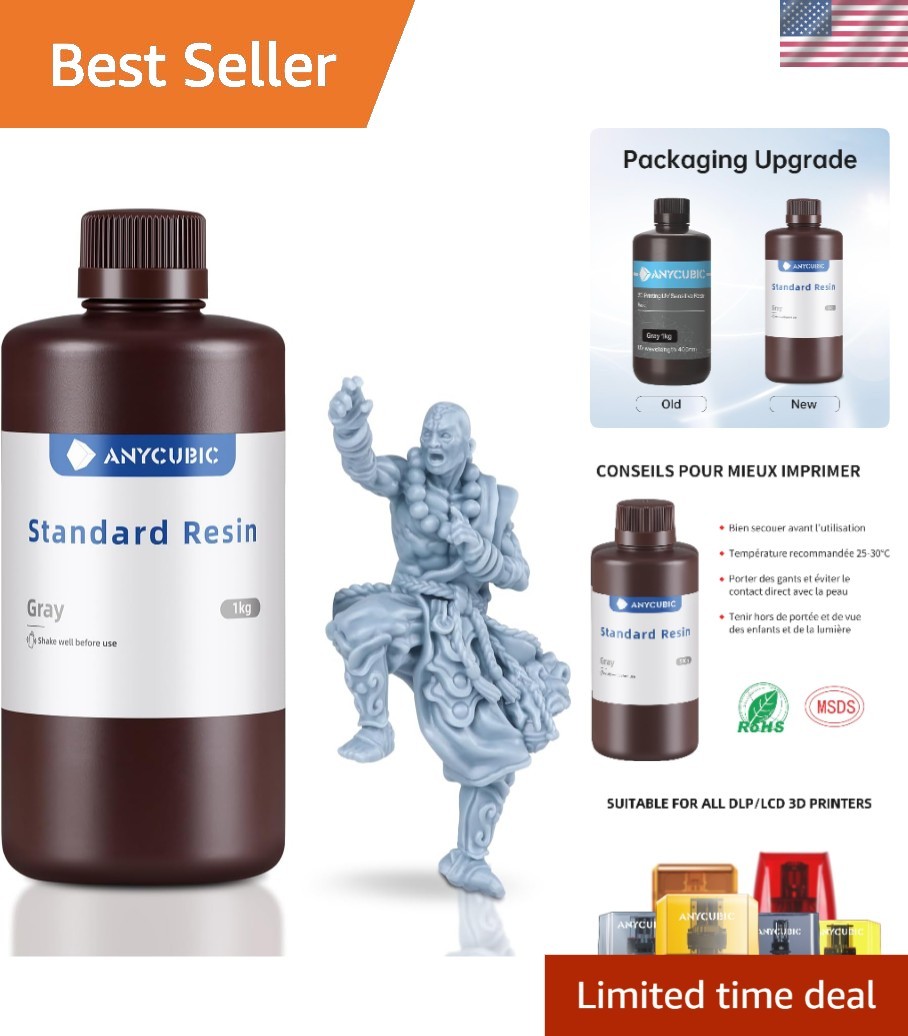 1kg Grey 405nm Fast Curing 3D Printer Resin for High Precision LCD Prints